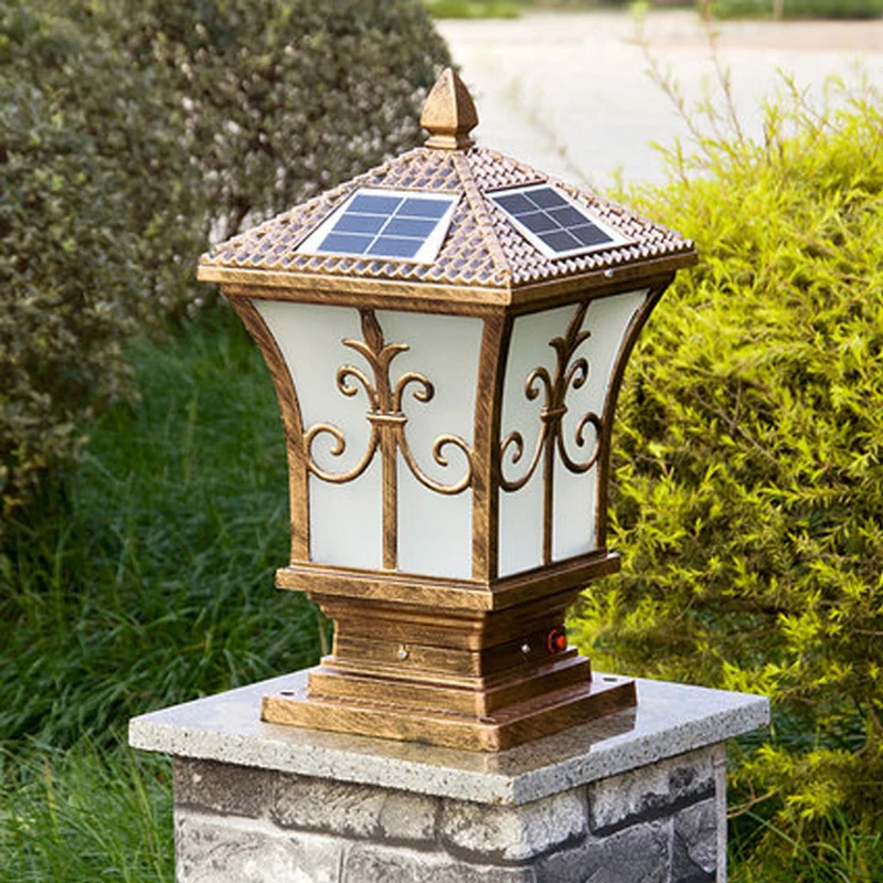 Solar LED Lights Lantern Lamp LED Outdoor Waterproof Column Head Night Light for Home Garden Fence Landscape Pathway Decor solar post lights outdoor garden fence yard column lamps waterproof solar powered lantern column head light for house decor