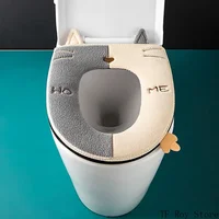 Universal Cartoon Cat Shape Toilet Mat with Handle Thicken Plush Toilet Seat Cover Mat Toilet Cushion Bathroom Aceesories 2