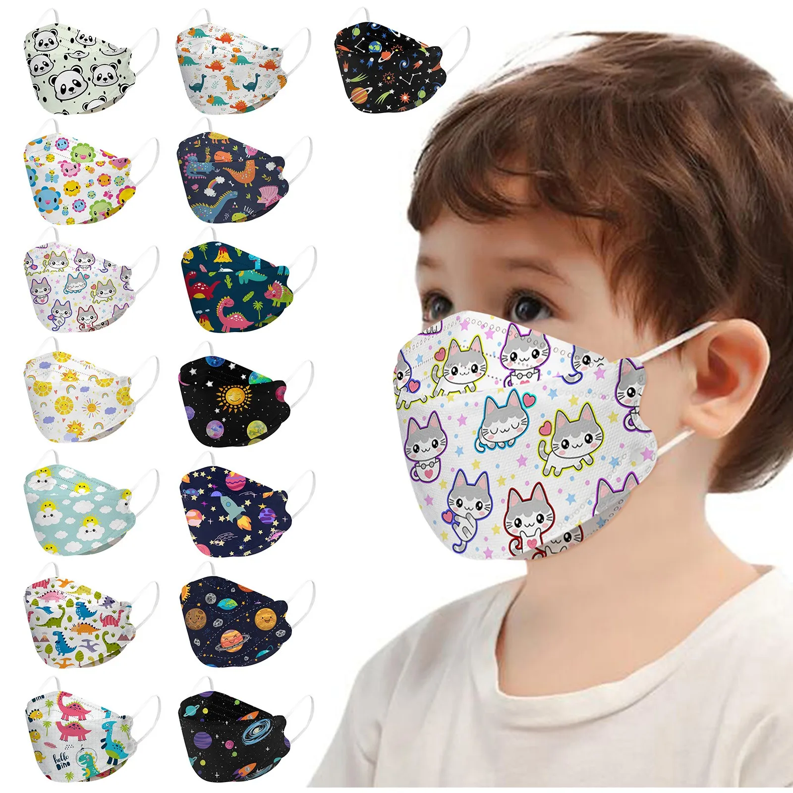 10 Pack Kids Cartoon Print Disposable masque Protective Fabric 4 Layer 3D маска mascarilla Monder Scarf Halloween Cosplay MasK