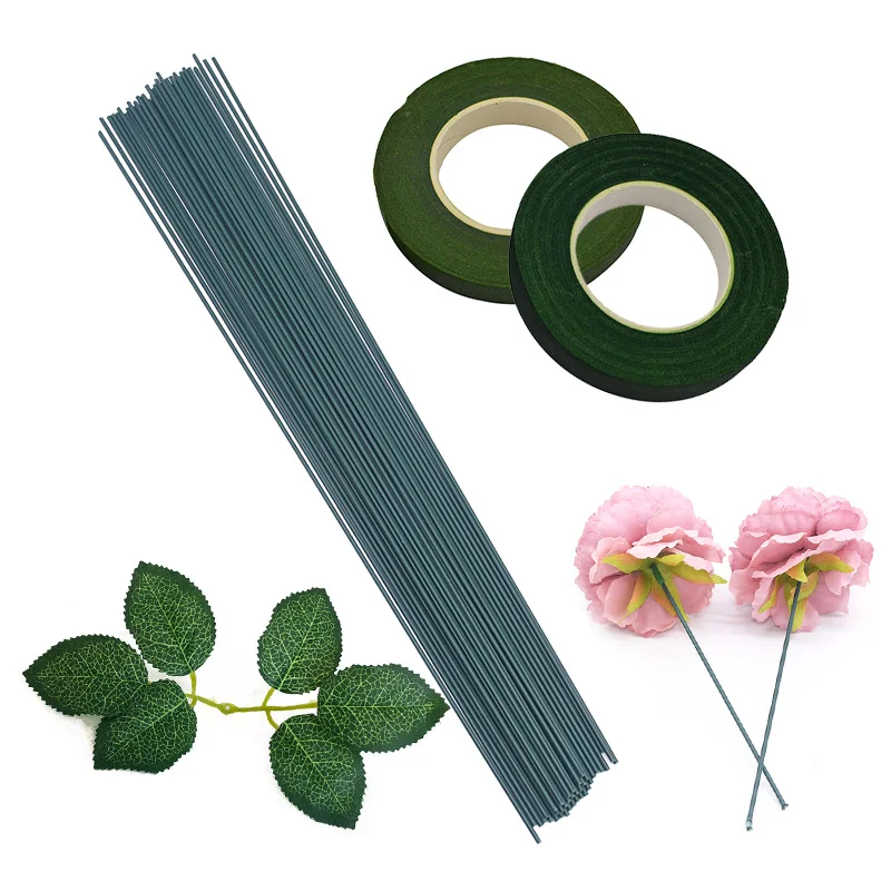 Artificial Flower Stem Iron Wire Stem Flower Head Accessory For Diy Handmade Plastic Rose Stem Flower Pole Wedding Decoration