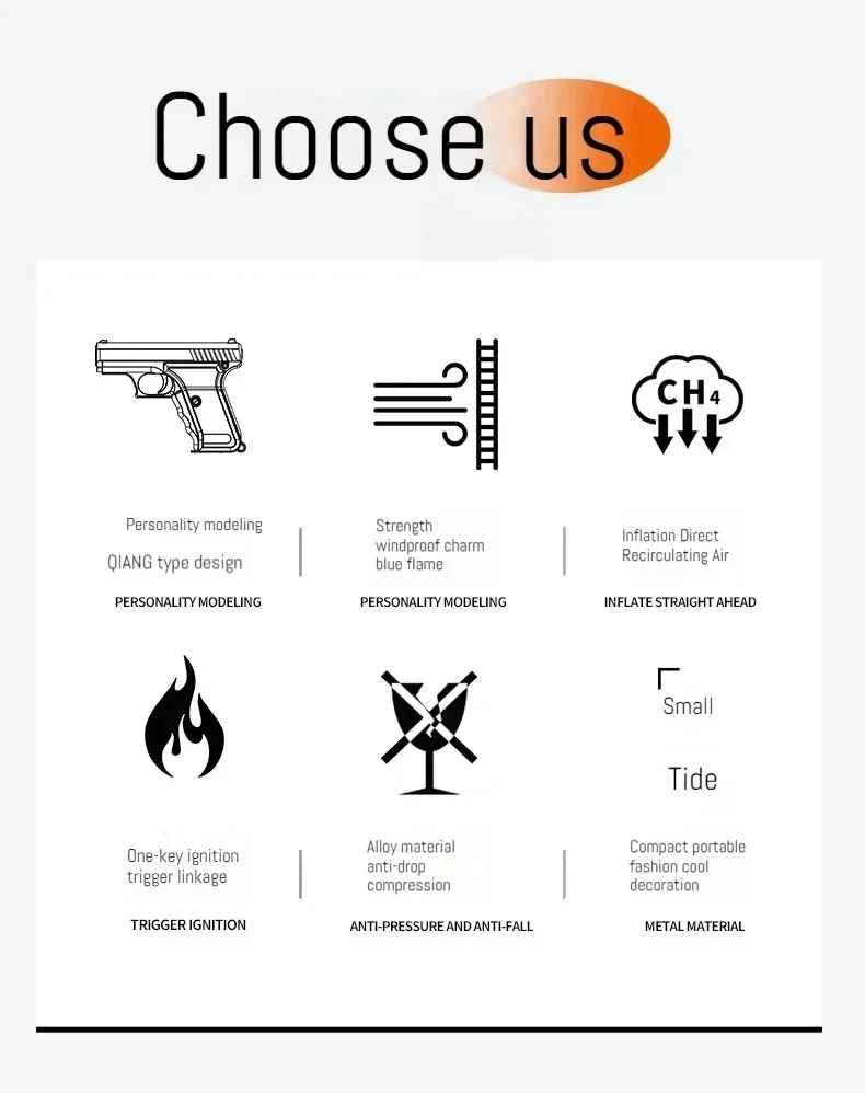 Description Picture 3 of itemHot Portable Windproof Pendant Lighter Outdoor Metal Spray Blue Flame Torch Inflatable Lighter Cigarette Accessories Men's Gift