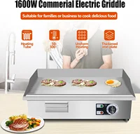 Electric Griddle,Electric Countertop Flat Top Griddle,110V 1600W Electric Flat Top Grill,Non-Stick Restaurant Teppanyaki Stainle 2