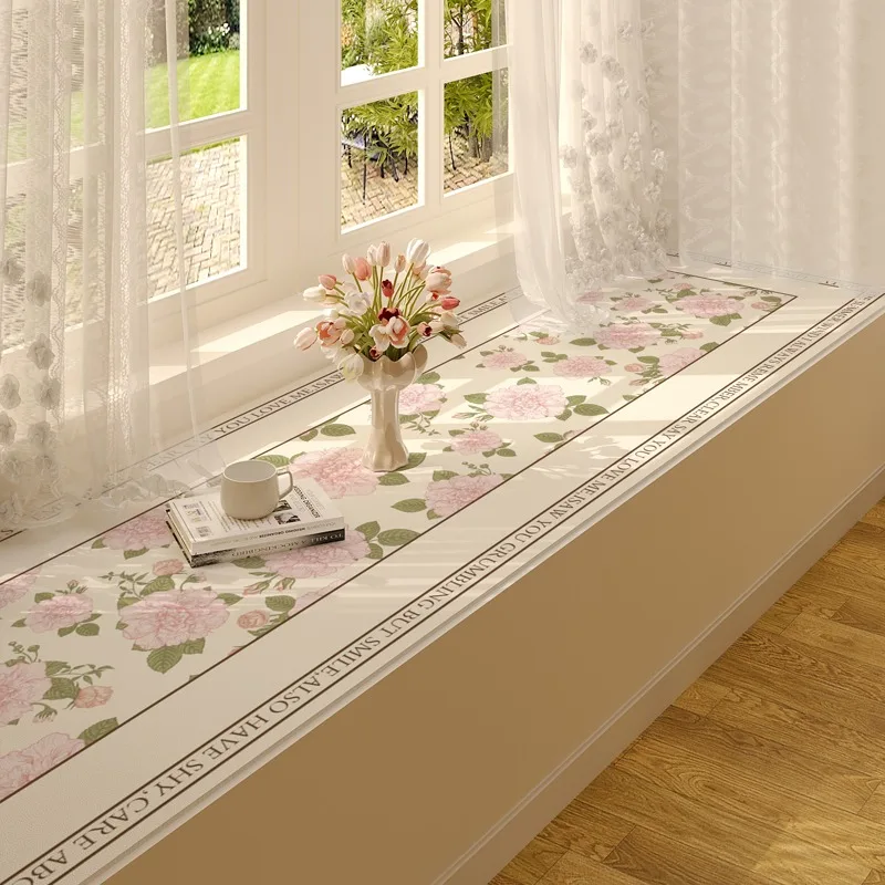 French Bay Window Mats Windowsill Mat Light Luxury High-grade PVC Leather Balcony Mat Waterproof Kitchen Carpet for Living Room 2
