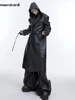 Mauroicardi Autumn Long Oversized Waterproof Black Faux Leather Trench Coat Men with Hood Loose Luxury Designer Clothes 2023 2