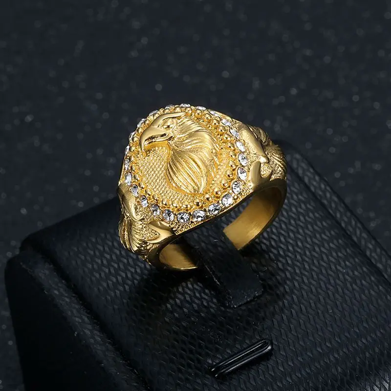 

Titanium steel gold two-color Eagle men's ring