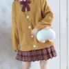 Womens Japanese Cute Knitted Cardigan Sweater Cosplay Long Sleeve Button Down School Jacket Womens Cardigan Preppy Style 4