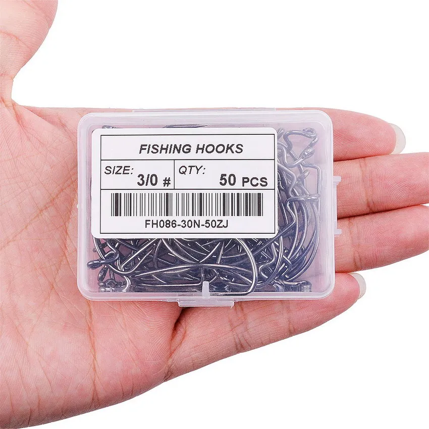 10pcs/ Box Fishing hook Offset 8# - 5/0# crank hook for soft worm
