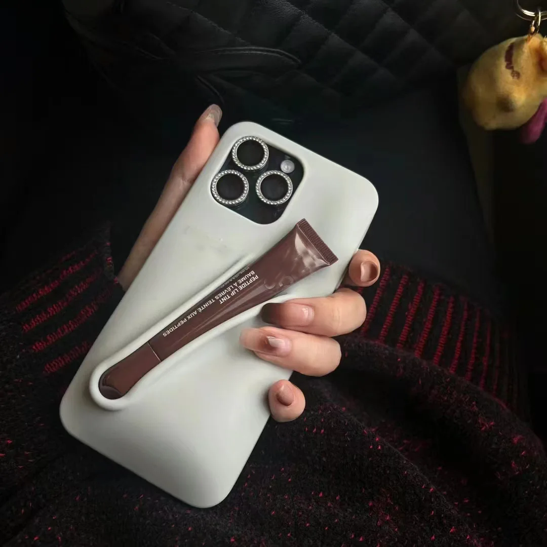 2024 помада аналогичная помада IPhone 15 Promax Apple 14 чехол для телефона новый силиконовый 13 мягкий клейкий 11 чехол (не поставляется с помадой)