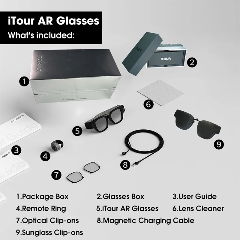 iTour Translator Wireless AR Glasses Language Translator Bilingual Subtitles OLED Display Bluetooth Chat Voice