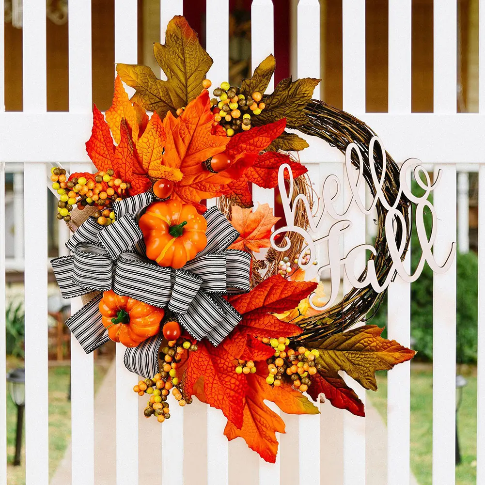 Maple Leaf & Pumpkin Wreath 1