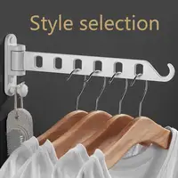 M7BB Wall Mounted Laundry Hanger Dryer Rack Folding Clothes Hanger Metal Storage Rack 2