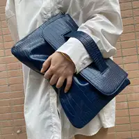 Crocodile pattern PU leather handbag, large capacity crossbody bag, flip top laptop handbag - Image 3