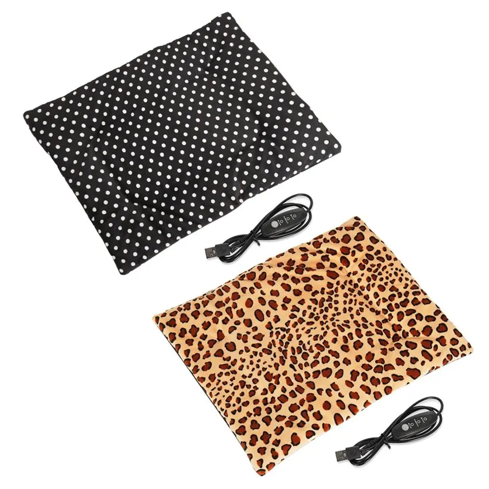 Soft plush USB pet heating pad for dogs and cats with adjustable temperature washable winter warming bed mat