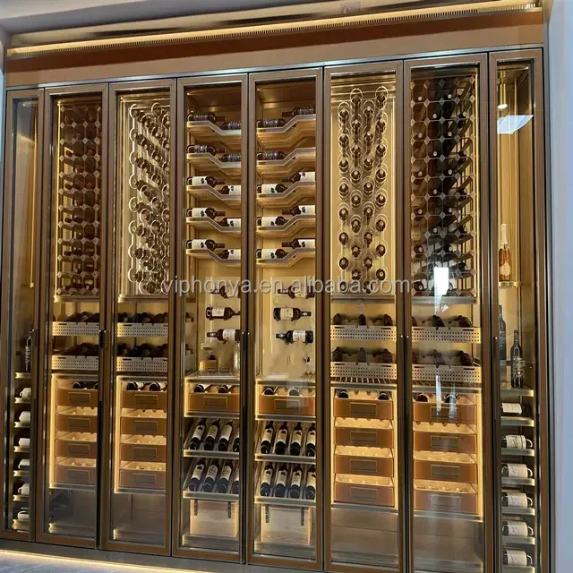 Top-rated Double Doors Cooling System Compressor Wine Cooler with Electric Smart Control Wine Fridge