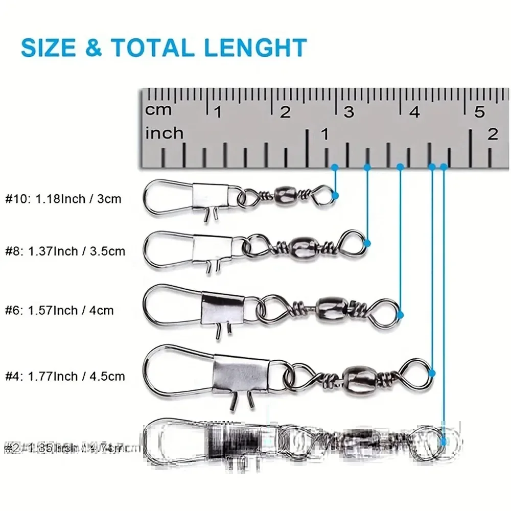 10/30/50pcs Fishing Quick Lock Clips Fishhook Rolling Swivel Buckle All for Fishing Accessories Sports Entertainment Goods Tools