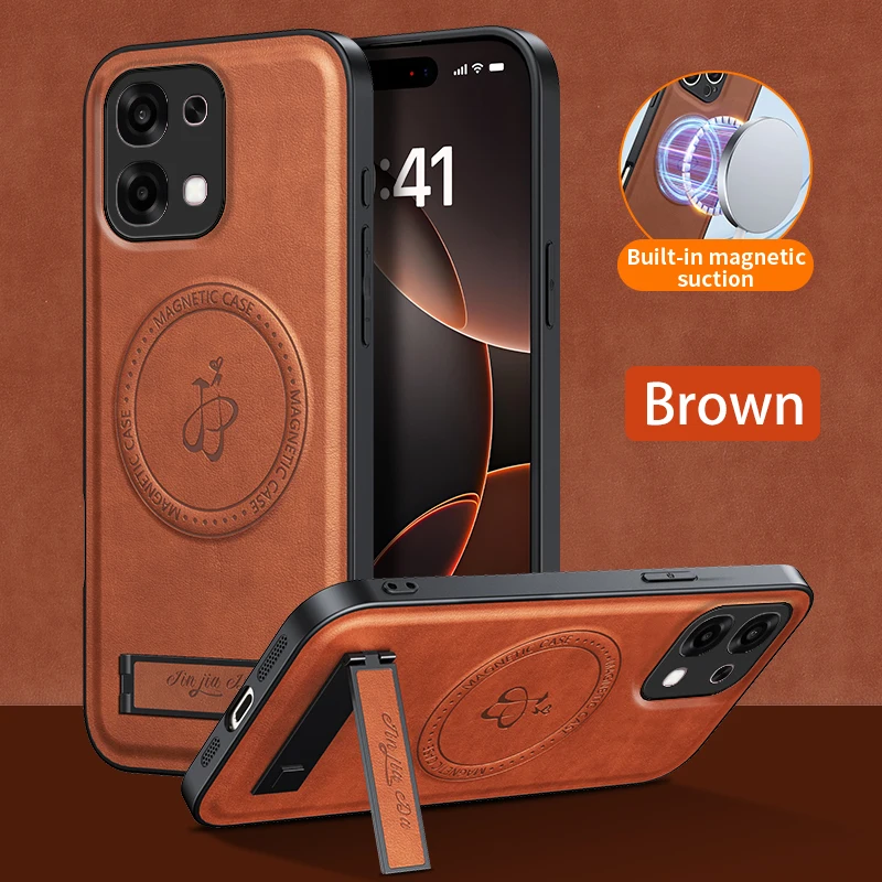 Leather Stand Case with Magnetic Holder and Camera Protector