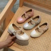 Children Girls Leather Shoes White Princess High Heel Shoes For Kids Girls Performance Dress Student Show Dance Sandals 2
