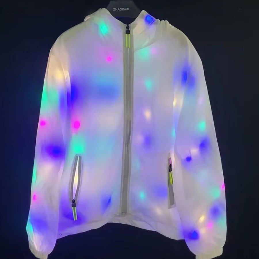 Led Glowing Jacket Man Women Coat Luminous Led Colorful Glowing