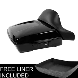 Motorcycle Chopped Pack Trunk W/ Black Latch Backrest For Harley Tour Pak Touring Road King Street Glide Road Glide FLTRX 14-22