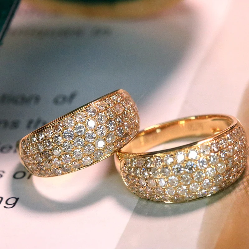 S4953b7be15eb493ebcf242a0cbab203el Aazuo 18K Pure Gold Yellow Gold Real Diamonds 1.30ct Luxury 5Lines Ring Gifted For Woman Deluxe Banquet Jewelry Woman's Fashion