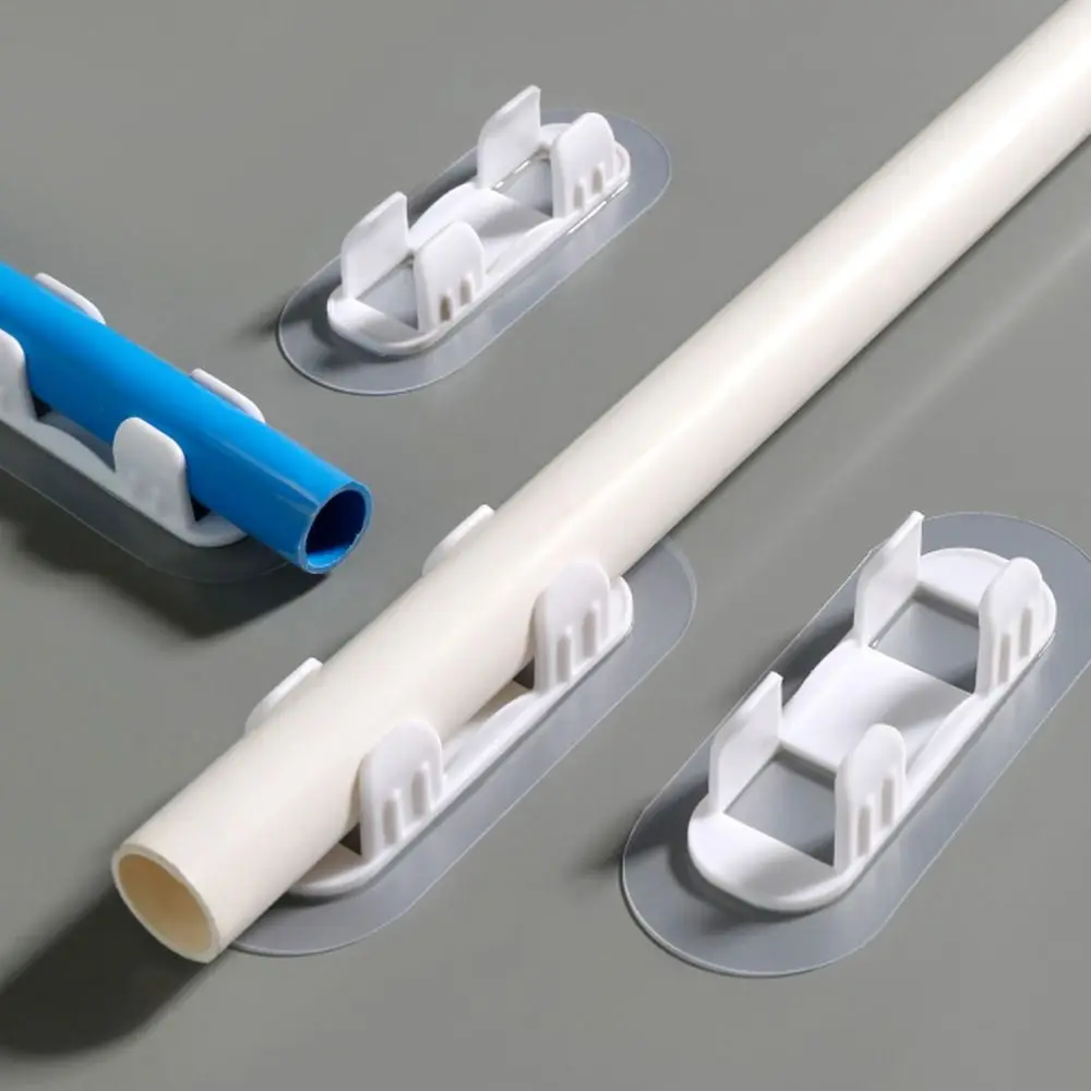 Self-adhesive Pipe Holder Pipe Clamp Hooks Rack Household Water Tube Fixed Buckle Clamp Hose Fixed Clip 5pcs