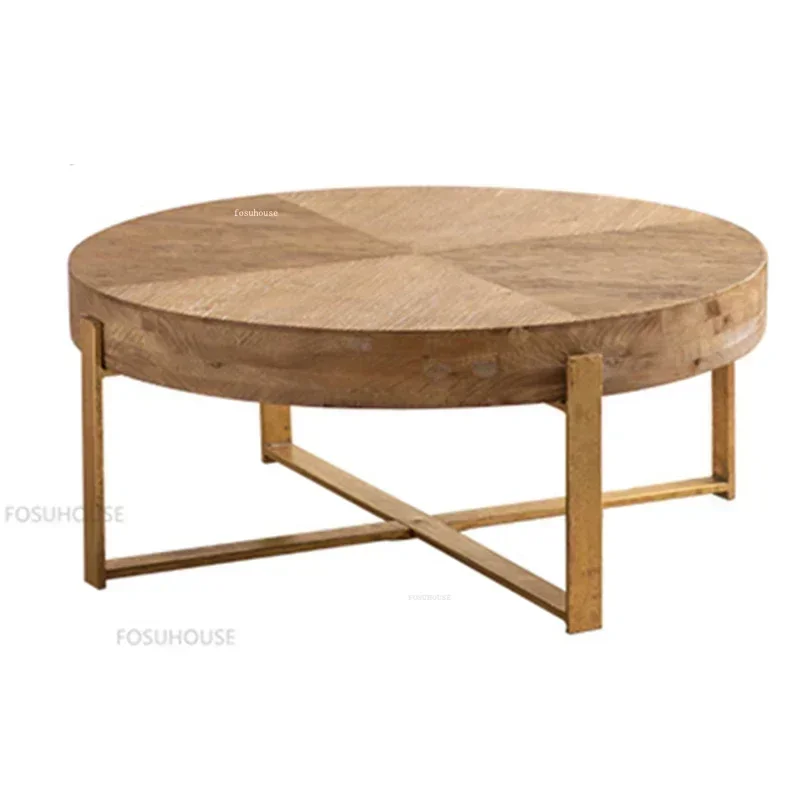 Nordic Retro Round Coffee Tables Household Solid Wood Table Simple Creative Multi-functional Balcony Tea Table Caf&eacute; Furniture X