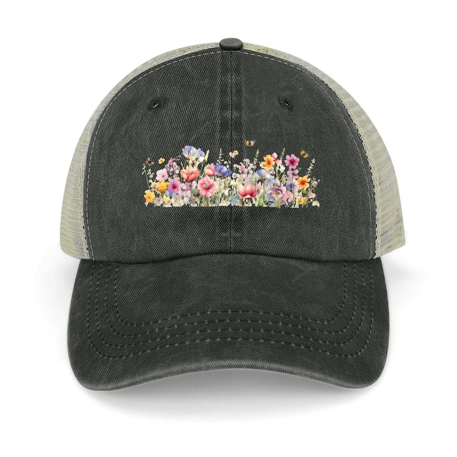 

Field of Wild Flowers Cowboy Hat Beach Outing Hat Man For The Sun funny hat beach Woman Men's