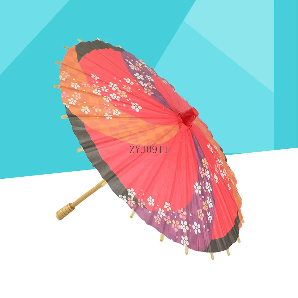 *Japanese Style Paper Umbrella Mini Decorative Umbrella Dancing Prop Wedding Party Decor (Random Color)