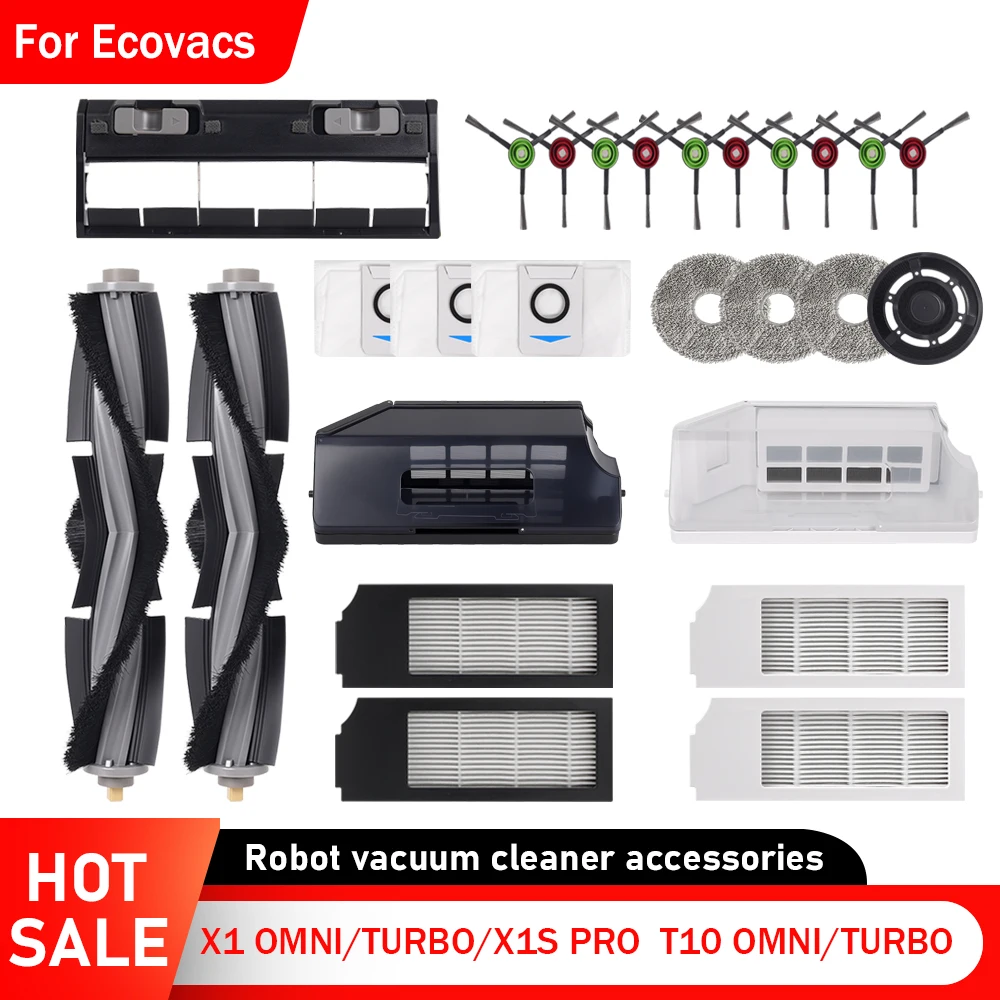 Für Ecovacs Deebot X1 OMNI/TURBO, T10 OMNI/TURBO/X1S PRO Staubbox, Hauptseitenbürste, Hepa-Filter, Mopp Lappen Staubbeutel Mopptücher Teile