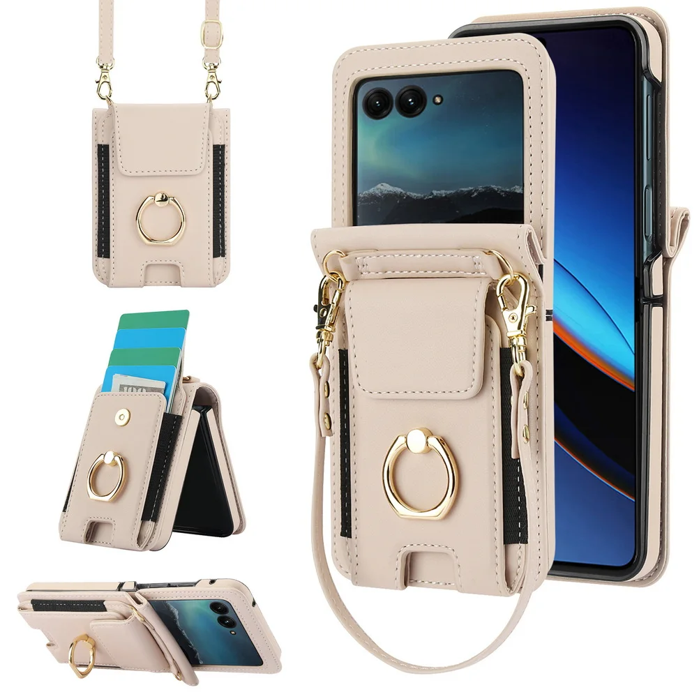 Elastic Card Holder Wallet with Buckle Ring and Lanyard Chain