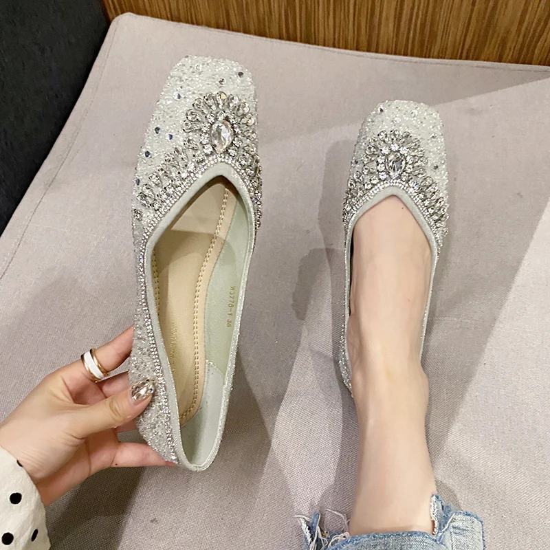 Spring Women Pumps Shoes Square Toe Women Flats Shoes Solid Color Slip On Casual Shoes Soft Comfort Pu Leather Chaussure Femme
