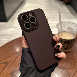 Luxury Crystal Lens Glass Protection Slim Matte Shockproof Case - Solid Color, Hard PC Cover - iPhone 13 Pro (Wine JuS)