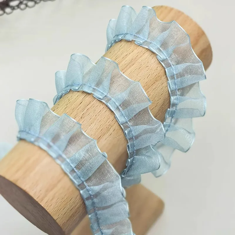 Clear Glass Yarn Pleated Lace DIY Handmade Doll Dress Skirt Trim Flower Basket Picture Frame Sewing Accessories 8 colors lace fabric,lace ribbon,lace garment accessories,lace sewing supplies,lace decoration,lace accessories,lace sewing accessories