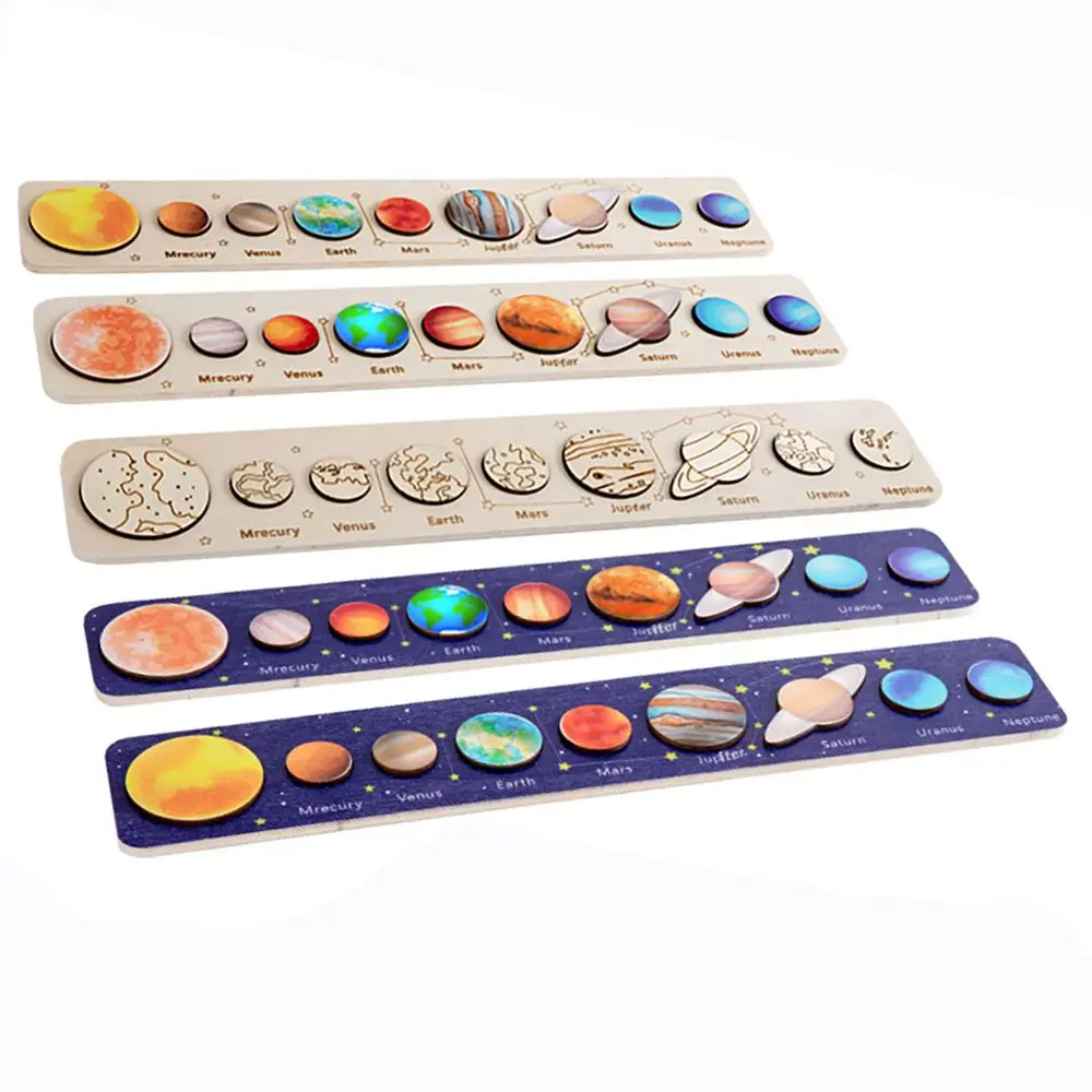 

Wooden Solar System Jigsaw Planets Cognition Panel Matching Puzzle Toy For Kids Educational Game Early Learning Preschool
