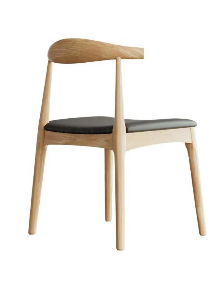 Dining chair back adult nordic wood chair solid wood home modern minimalist cafe restaurant stool table horn