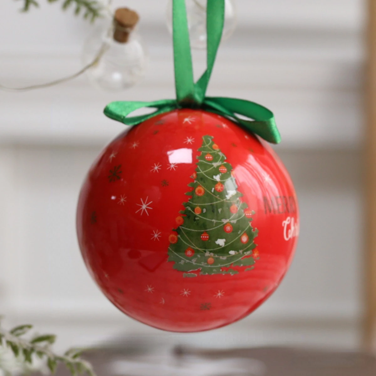 thumbnail image 1 of 8cm 1pc Christmas Ball Decoration Xmas Tree Ornaments Pendant Elk Santa Snowman Pattern Hanging Balls Home New Year Gift Navidad, 1 of 5