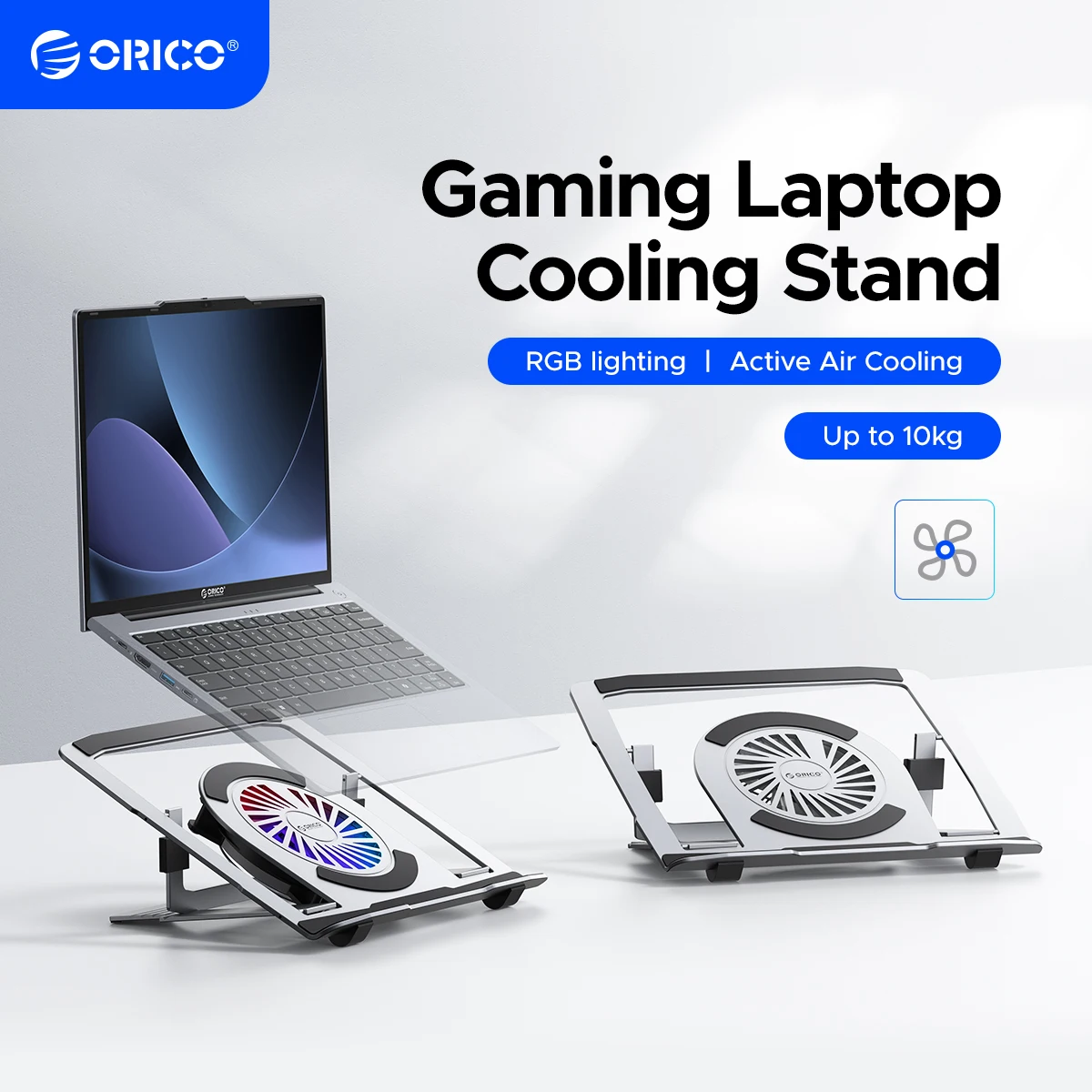 ORICO 데스크용 노트북 스탠드, 각도 조절 가능한 노트북 받침대 360 °   회전식 인체공학적 노트북 홀더 게임 RGB, 최대 17인치 노트북 모두 호환