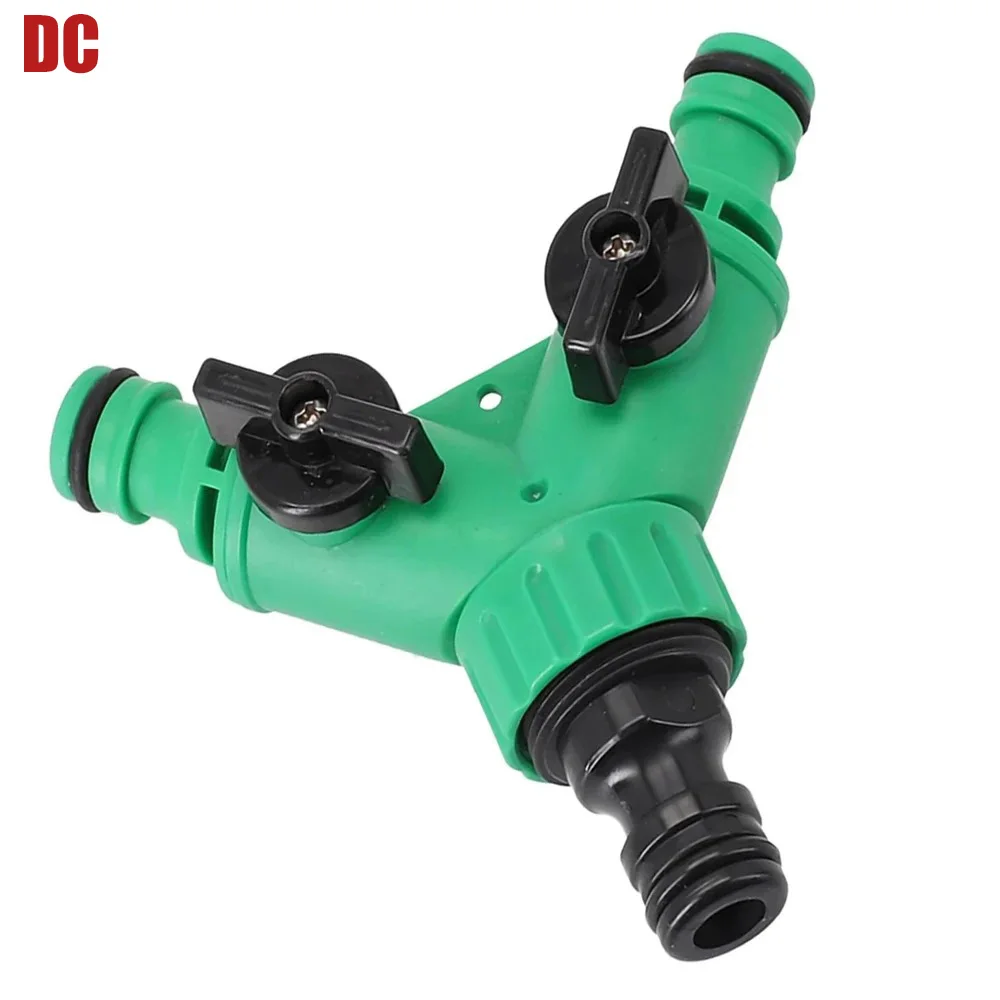 Garden Hose Connector Garden Water Pipe Connectors Pipe Adapter Y Shape Hose Splitter Valve Three Way Plastic Valve with Switch for Flower Planting
