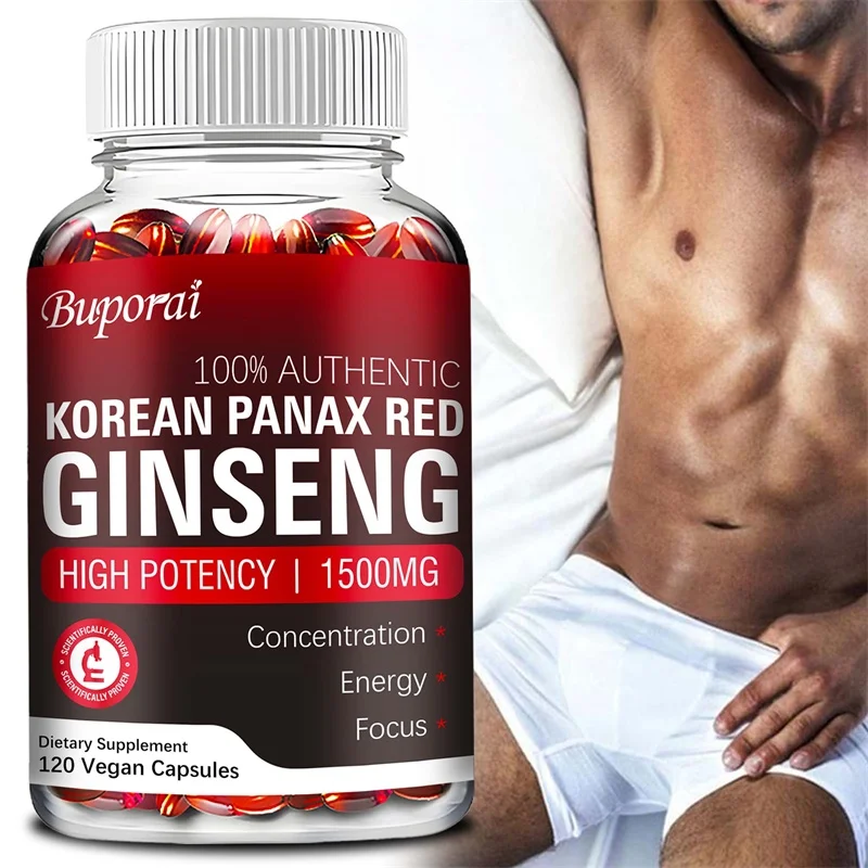 Ginseng Supplement Korean Red Panax Ginseng Supplement Increases Energy Strength Vitality Performance Focus