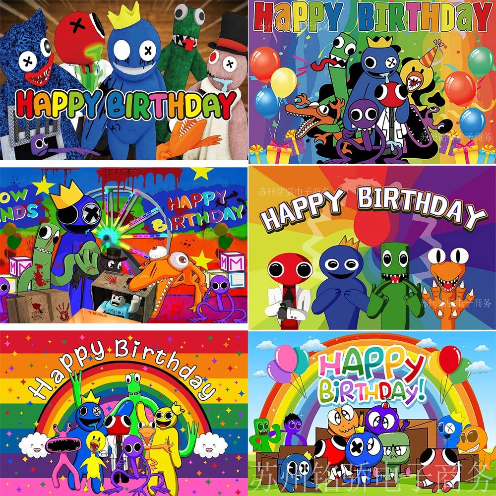 

New Cartoon Disney Rainbow Happy Birthday Party Photography Decoration Background Custom Props Baby Shower Girl Boy Kid Gift