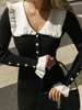 TARUXY High Waist Ruffled Maxi Dresses For Women Autumn Winter Knitted Slim Long Dress Women's Vintage Dress Woman Retro Elegant 6