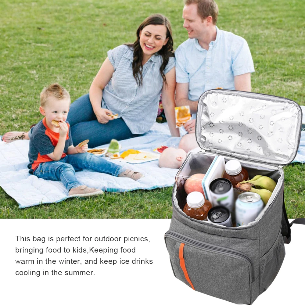18L Large Capacity Cooler Bag Leak Proof Lunch Backpack Thermal Picnic Cool Warm Insulated Bag Outdoor Food Beverage Storage