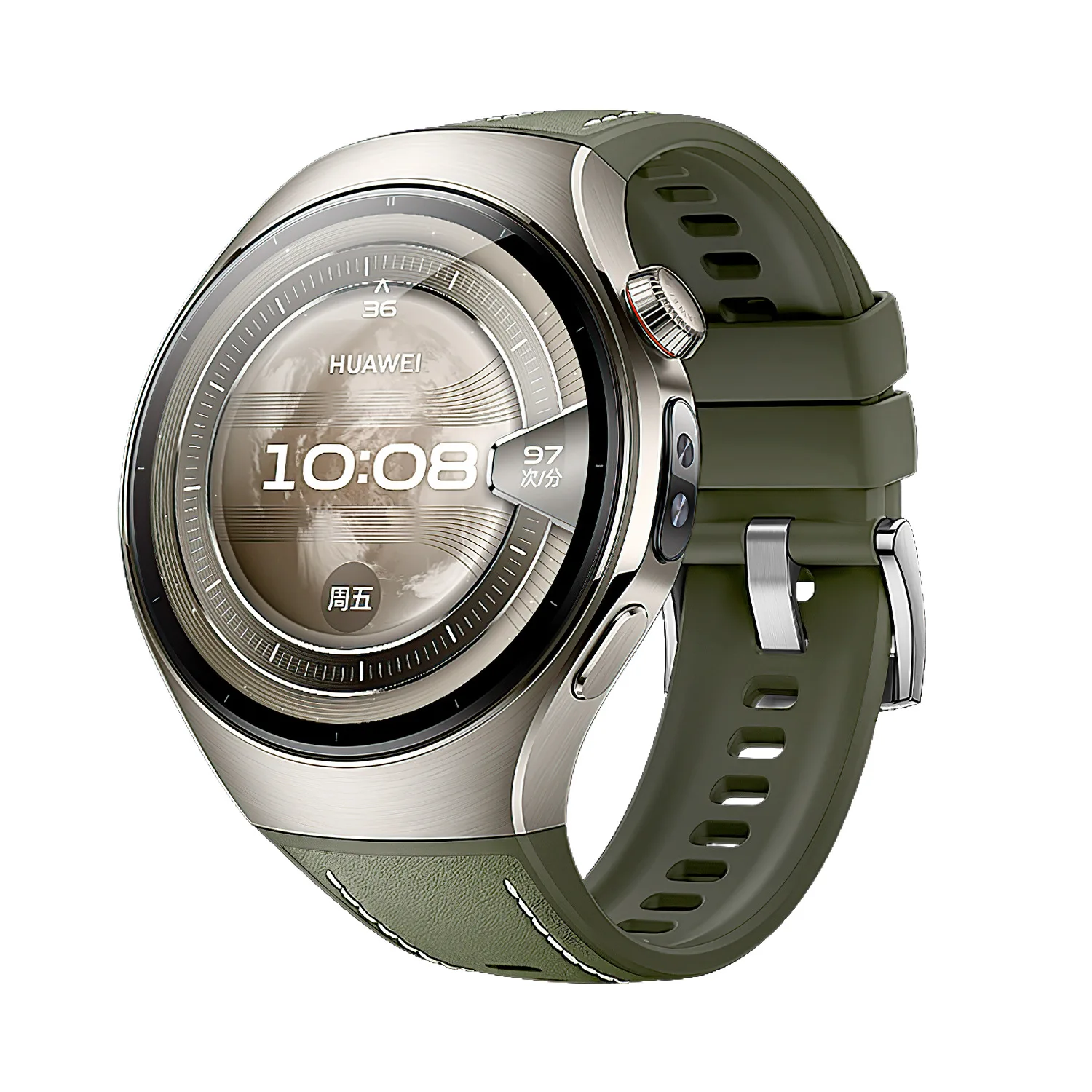 Breathable Silicone and Leather Veneer Composite Watch Strap with Pin Buckle