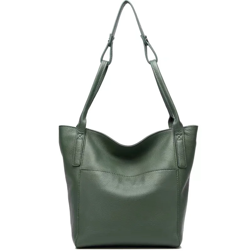 

New Korean Style Simple Genuine Leather Women's Bag Large Capacity Multifunctional Cow Leather Crossbody Shoulder Bag Tote Bag