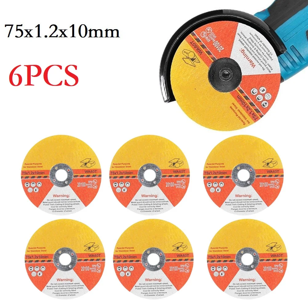 

6pcs Cutting Disc 75mm Circular Resin Saw Blade Grinding Wheel Fiber Reinforced Resin For Processed Materials Cutting Accessory