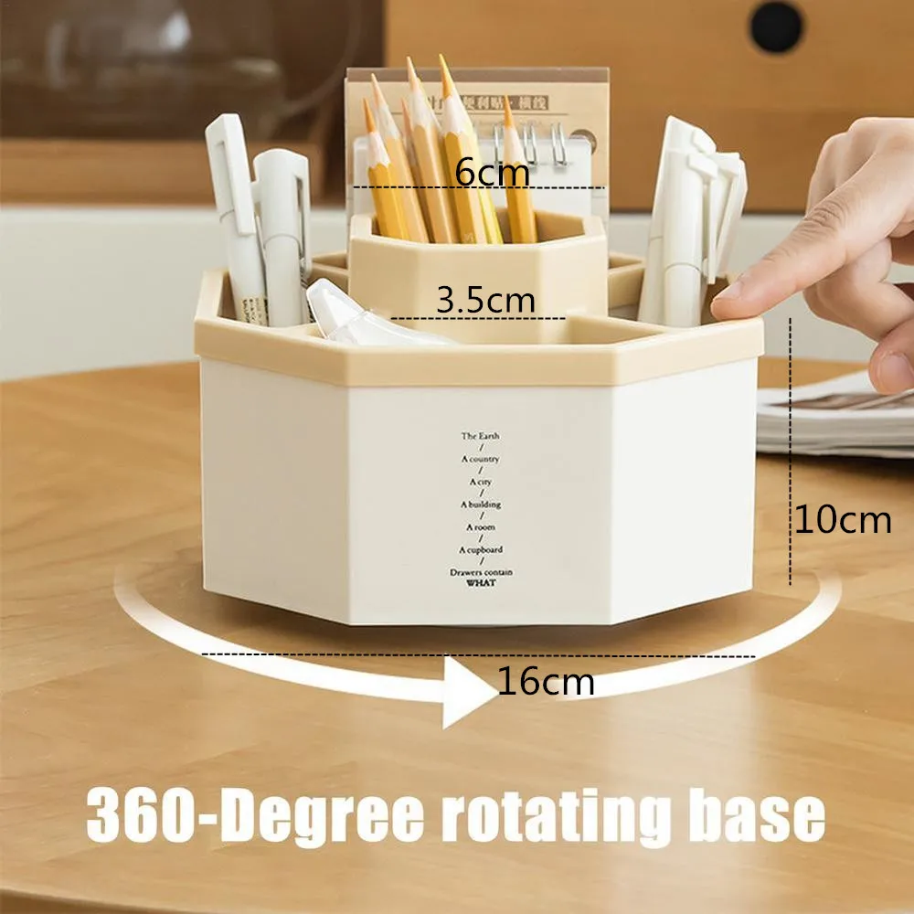 Pencil Holder 360 Rotating Stationery Supplies Pencil Container 6  Compartments Pen Cup Pot for Desk Students Classroom Dorm Home - AliExpress