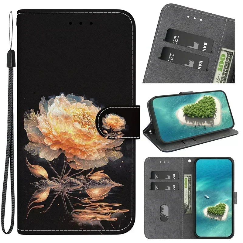 Magnetic Geometric Textile Wallet Book Cover Phone Case