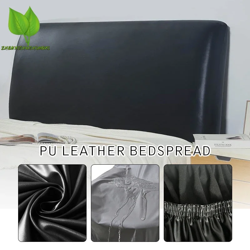 Waterproof Artificial PU Leather Headboard Cover Hotel Home Elastic All-inclusive Bed Head Back Bedside Protection Dust Cover