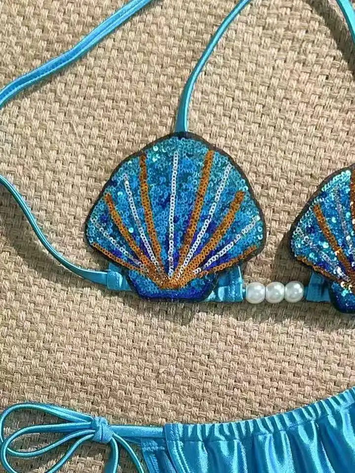 Sexy Shiny MermaidShell Bikini Swimsuit Hot Sale Of The Season New Swimwear Elegant Luminous Design Attractive Female Underwe