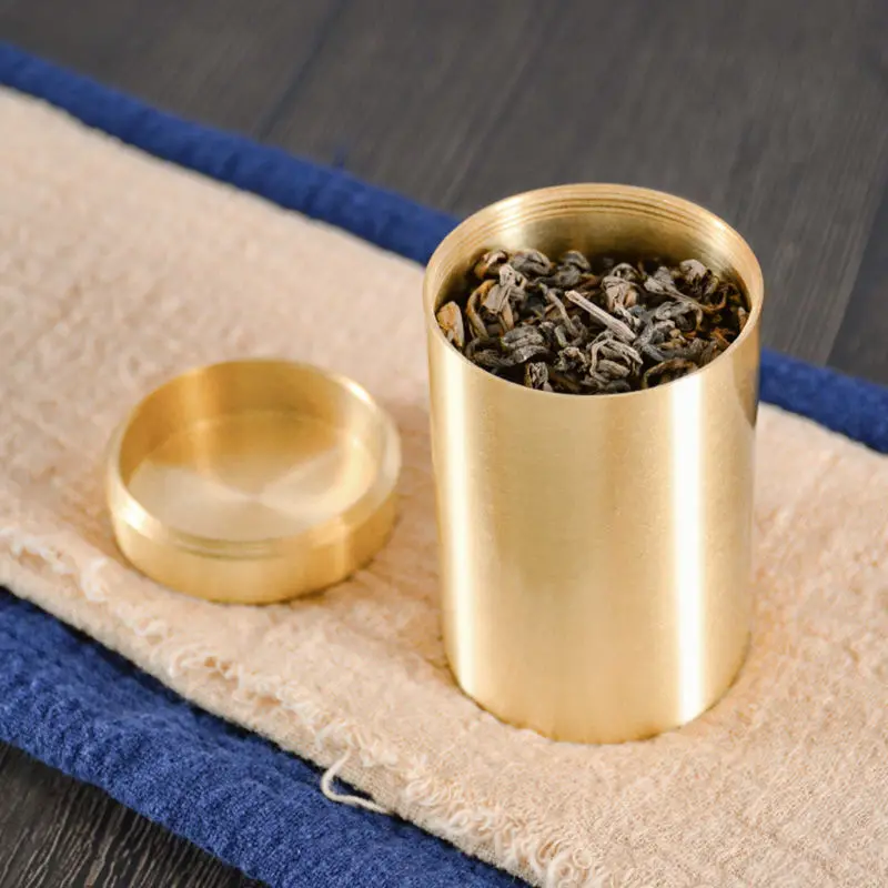 Airtight Tea Canister Copper Incense Coffee Powder Container Portable Tea Tins Food Jars Sugar Spices Powder tea tin box,tea canister,airtight container